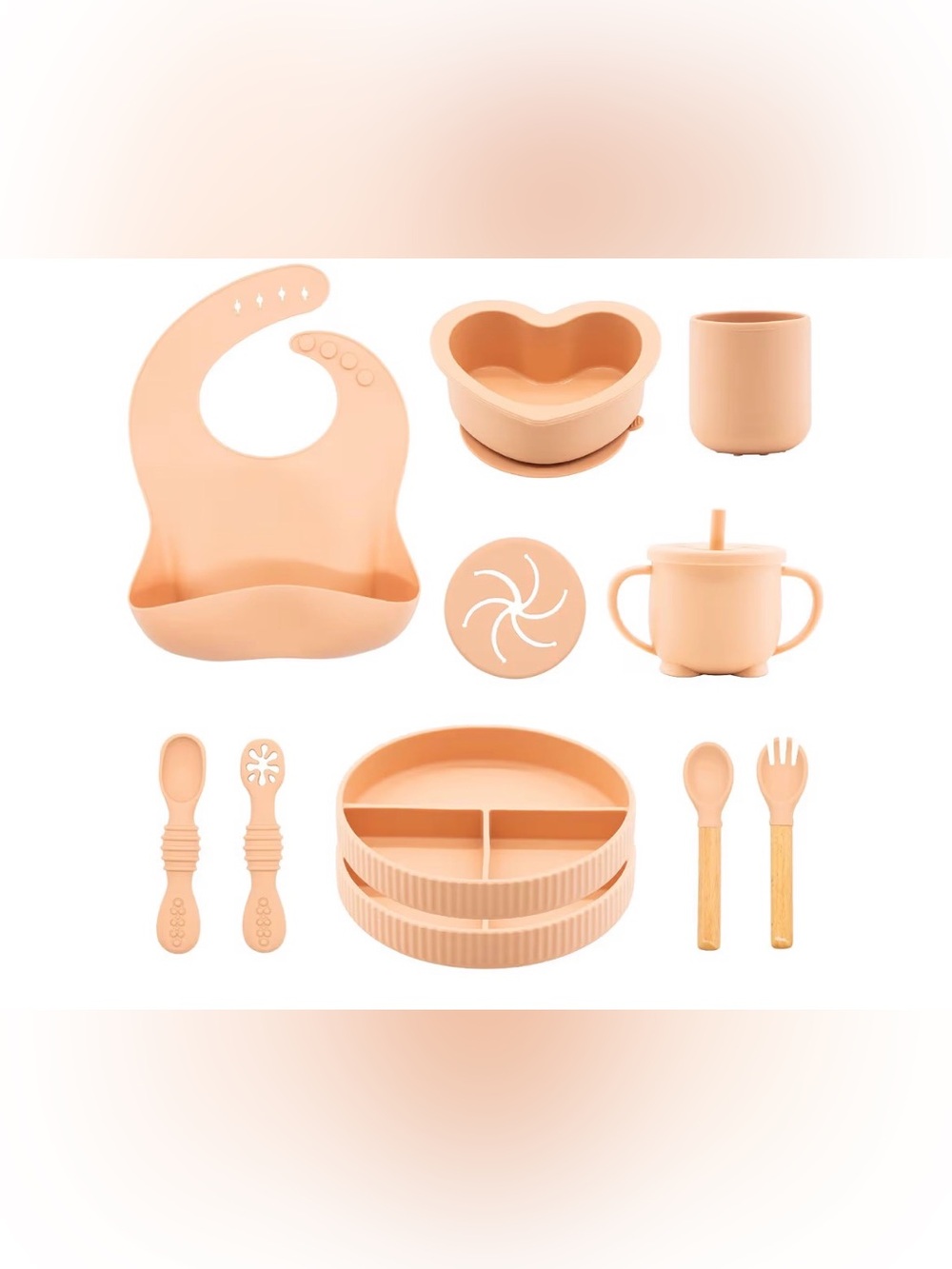 Silicone Baby Dining Set - Peach Feeding Kit Brand New
